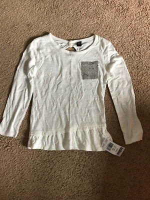 Blouse Fille NEXT – Blanc, Coton, Sans Manches, Encolure Carrée – 5 Ans – Très Bon état