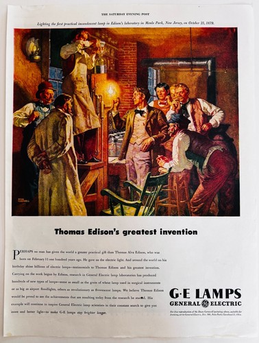 1947 General Electric Lamps Lighting Advertisement Thomas Edison Invention DWWW9 - Picture 2 of 2