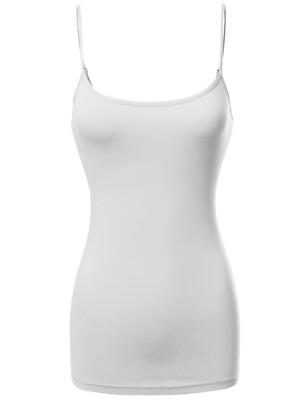 FashionOutfit Women Solid Long Length Adjustable Spaghetti Strap Tank Top