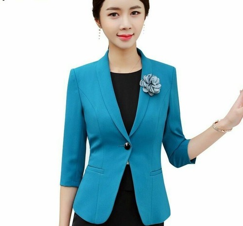 Women Blazer Ladies Jacket Notched Slim 