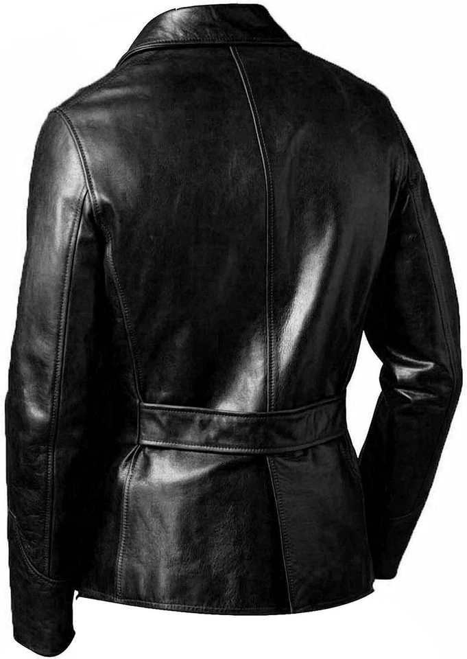 Blazer estilo motociclista negro vintage para hombre estilo chaqueta de cuero genuino Foto 3 de 4