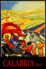 Calabria Italy Summer Party Beach Sailing Tourism Vintage Poster Repro FREE S/H