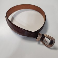 Vintage 1990 ONYX Belt Womens 28 Brown Leather Croc