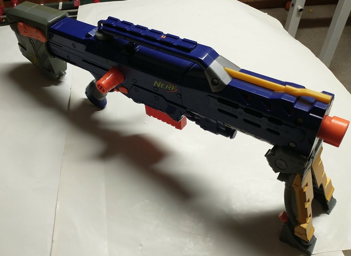 Rare Blue Nerf Longshot CS 6 Blaster Sniper Rifle Dart Gun | eBay