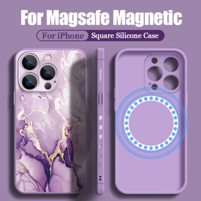 Handyhülle für iPhone 17 16 15 14 Pro Max 13 Marmor Slim Magsafe Magnetic Case