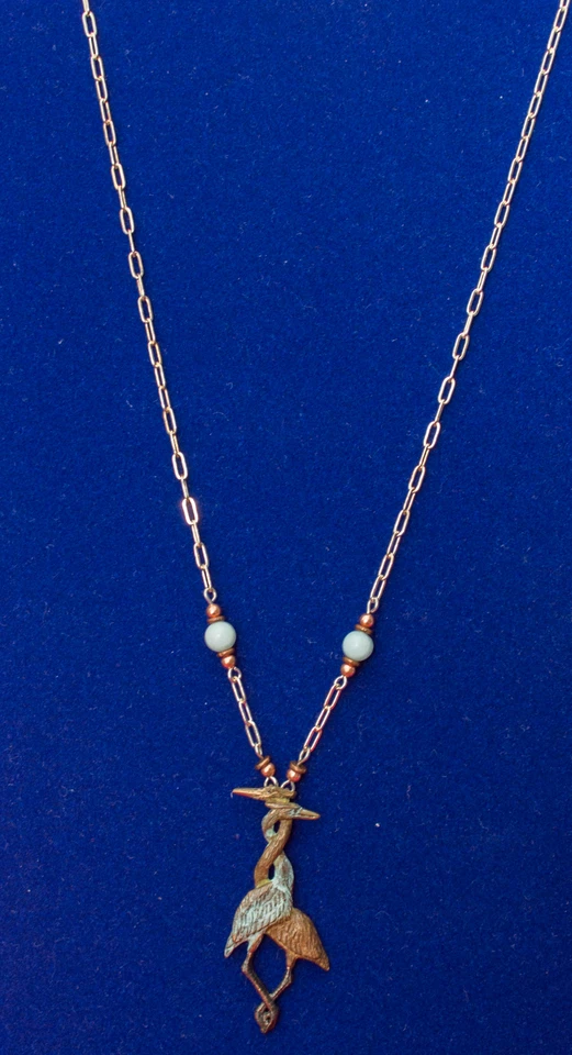 USA-Made Necklace Featuring Bronze Casting of 2 Entwined Herons by Cavin Richie - Image 4 of 4