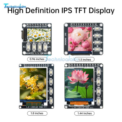 0.96/1.3/1.44/1.8'' TFT IPS LCD Display Module ST7735/ST7789 Driver SPI Interface