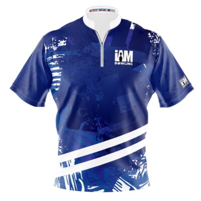 NEW I AM Bowling  Blue and White Drift Bowling Jersey S-4XL Moisture-Wicking
