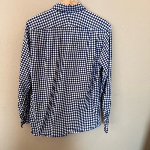 J. McLaughlin Shirt Trim Fit Plaid Check Mens XL Cotton Blue White Button Down - Picture 4 of 11
