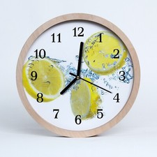 Tulup Horloge murale en bois 30fi cm horloge en bois - citrons cuisine