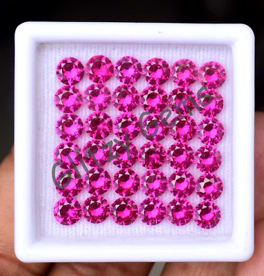 36 Pcs Natural Rose-Red Ruby Round 4.70 MM Certified Flawless Loose Gemstone