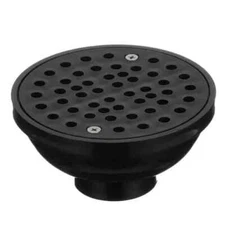 Oatey 4-Way Round Black ABS Area Floor Drain with Removable Screw-In Drain Cover
