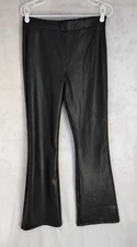 Women's Rewash Black Faux Leather Flare Pants Pull On SZ L