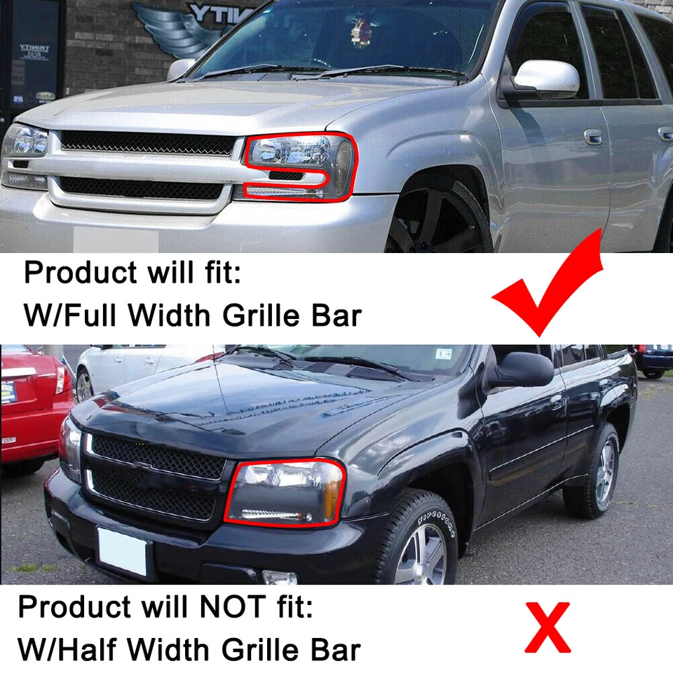 For 2002-2009 Chevrolet Trailblazer Black Headlights Assembly w/Bulb L+R Sets - Image 3 of 4