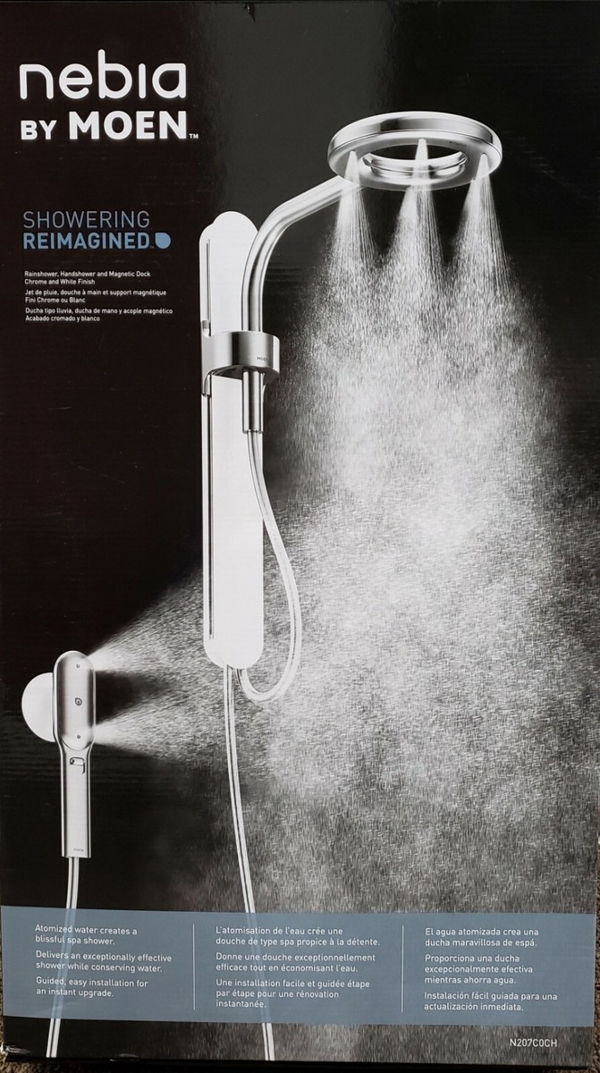 Moen N207C0CH Spa Shower including Rainshower, Handshower and Magnetic Dock, Chrome/White 並行輸入品 Moen N207C0CH Rainshower + Handshower | Chrome + White