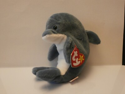 TY Beanie Baby / Babys ECHO THE DOLPHIN SELTEN NICHT MEHR PRODUZIERT NEU mit Etikett