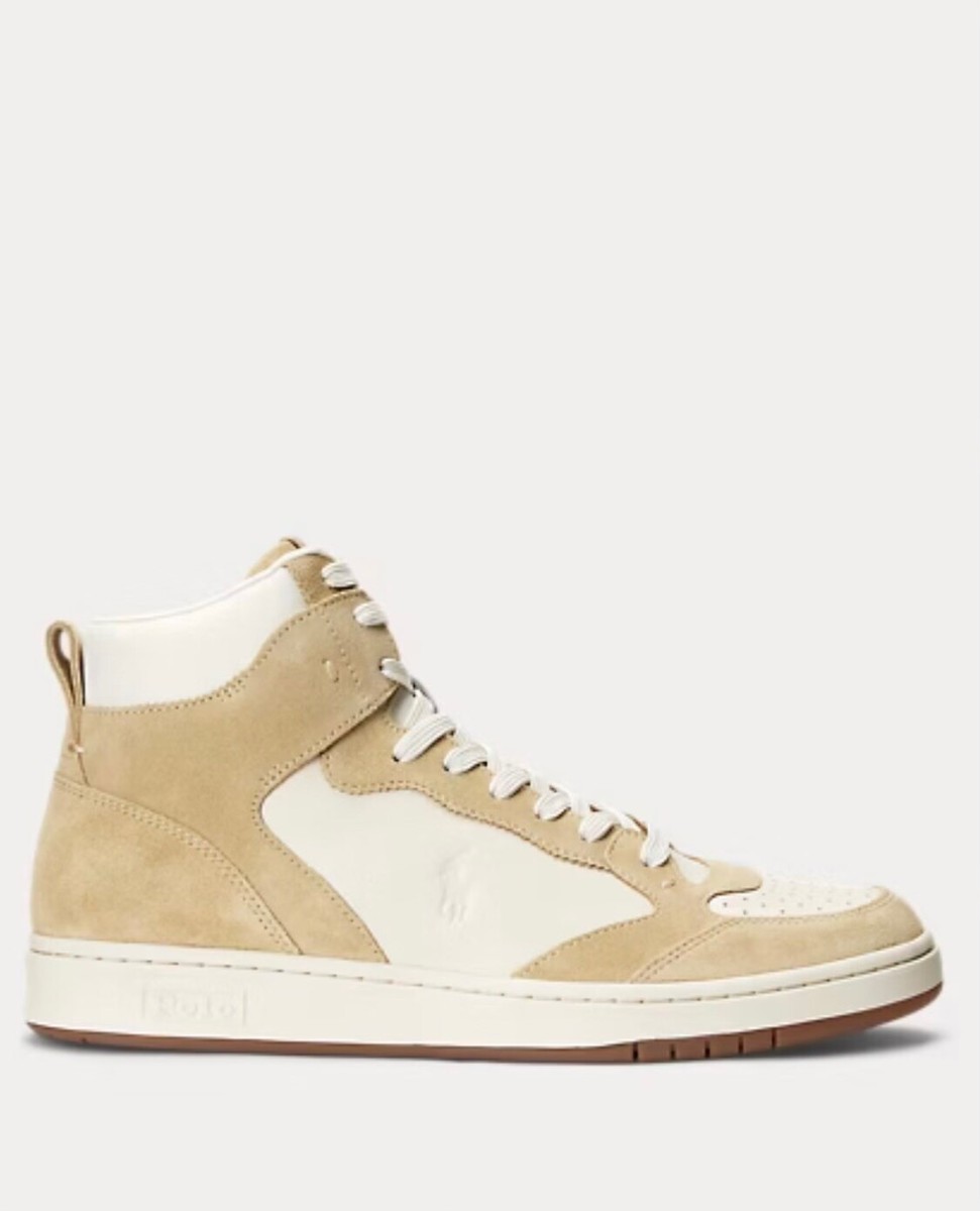 Polo Ralph Lauren Court High Top Sneaker Bone Leather Suede 