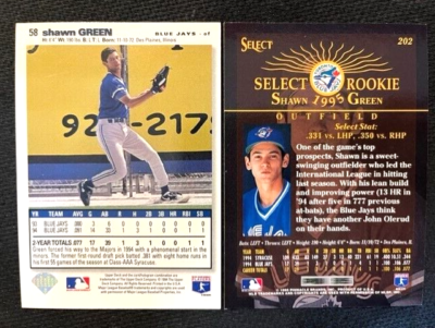 MLB - Shawn Green 1995 Upper Deck CC Special Ed. & 1995 Select RC
