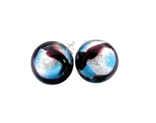 Glass Earrings, Murano Glass Earrings, Handmade Glass Stud Earrings, 8mm (MGE14) - Picture 2 of 6