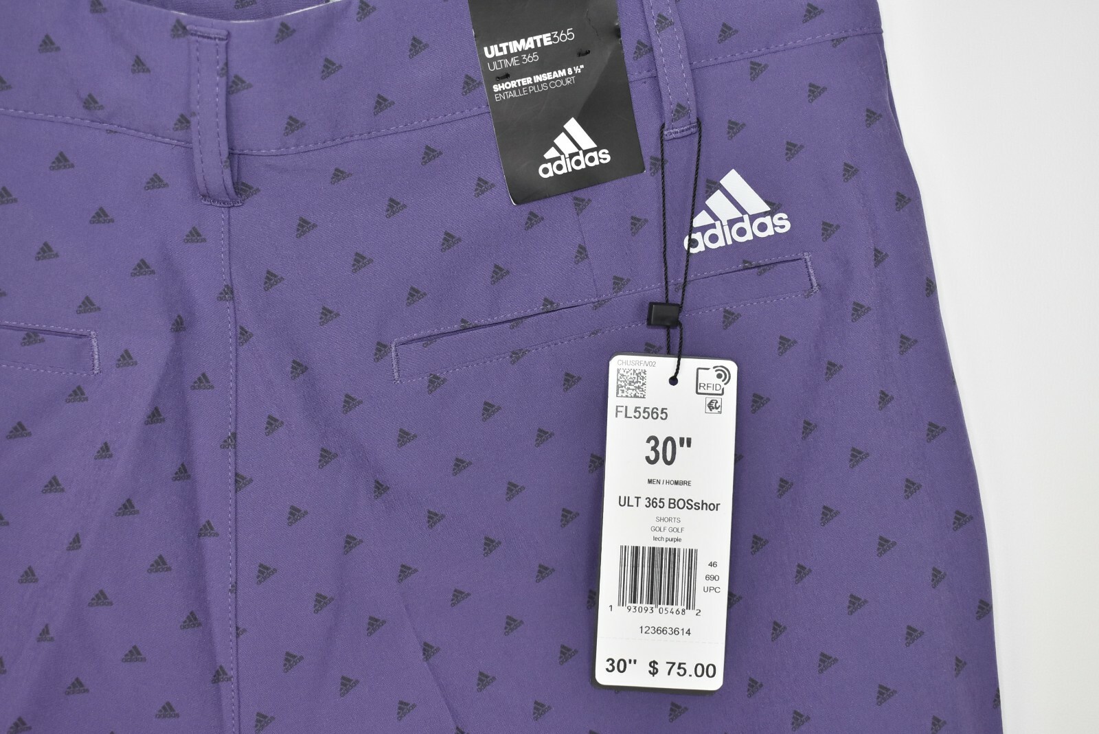 New Adidas Ultimate BOS Novelty Tech Purple Golf Shorts FL5565 Logo 30