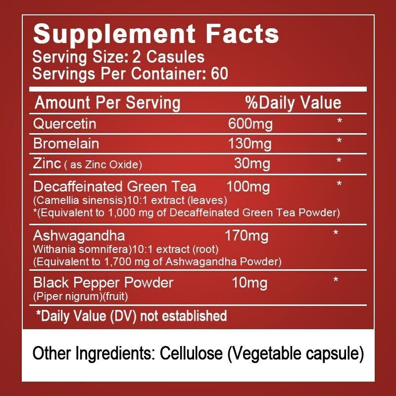 Quercetin Bromelain Supplement Support Immune Cardiovascular Function Skin Care