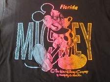 Vintage Sherry's MICKEY MOUSE FLORIDA T-Shirt Single Stitch Black L Distressed