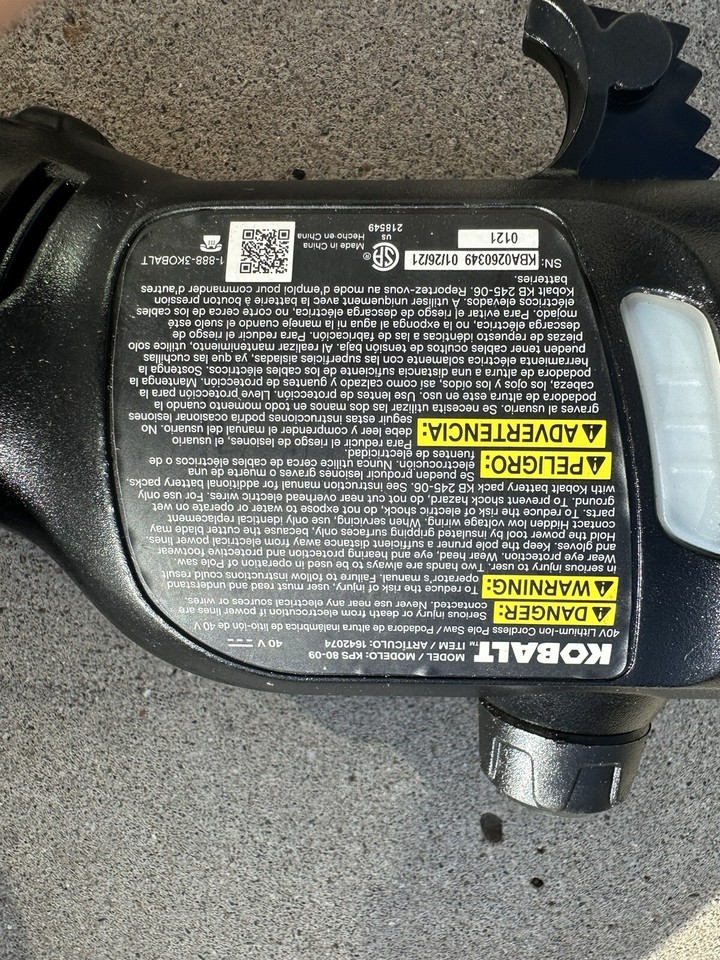 Kobalt 40v MAX 8“ Cordless Electric POLE SAW Recall Handle eBay