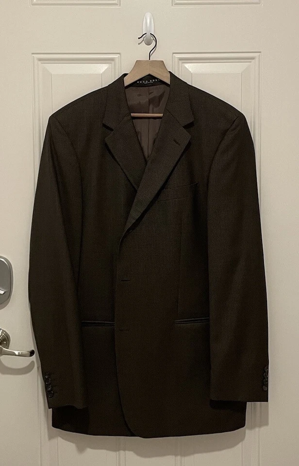 Blazer Hugo Boss Hombre Marrón Lana 3 Botones Hombre Talla 44L.  Super 100 Hecho en EE. UU. Foto 4 de 4
