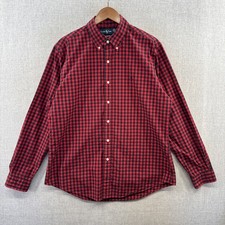 VTG Ralph Lauren Shirt Large Custom Red Plaid Gingham Long Sleeve Button Down