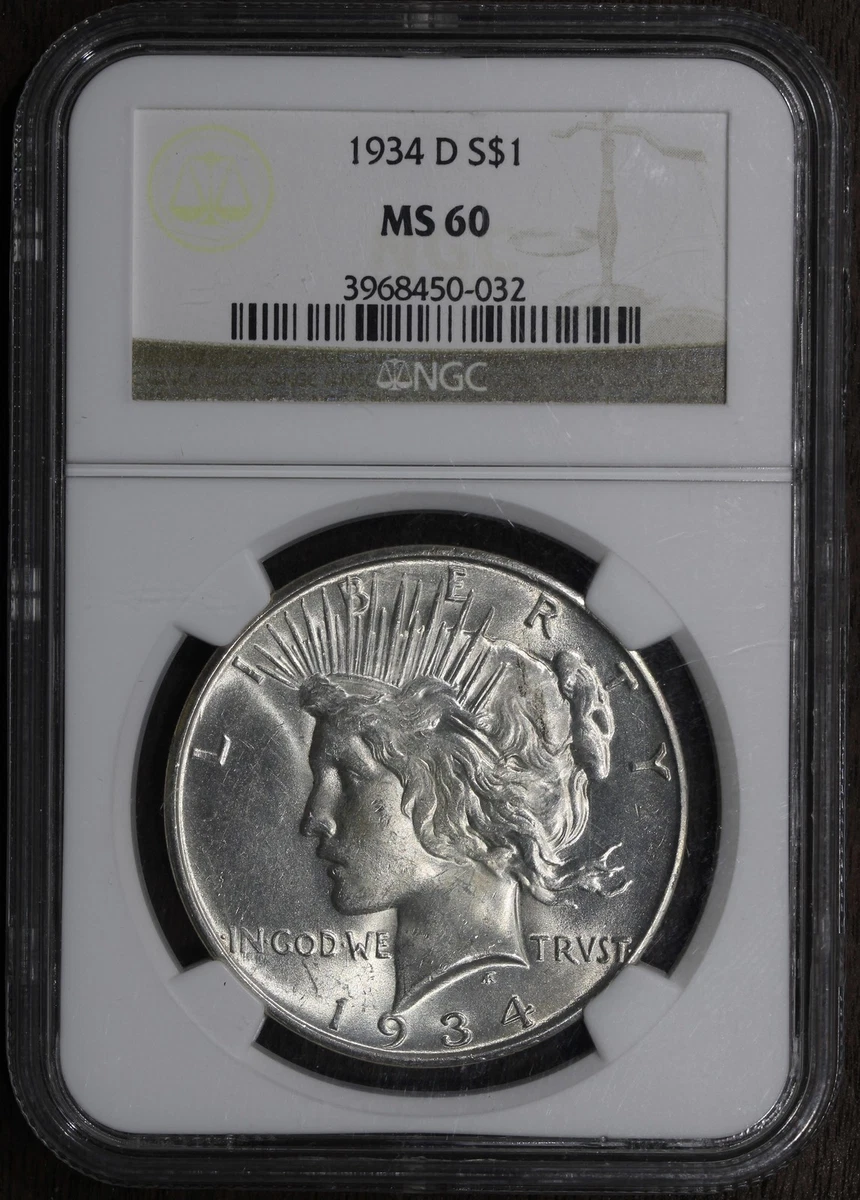 MS 60 Graded 1934 Year Peace Dollars (1921-1935) for sale | eBay