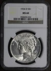 1934-D (MS60) Peace Silver Dollar $1 NGC - Better Date