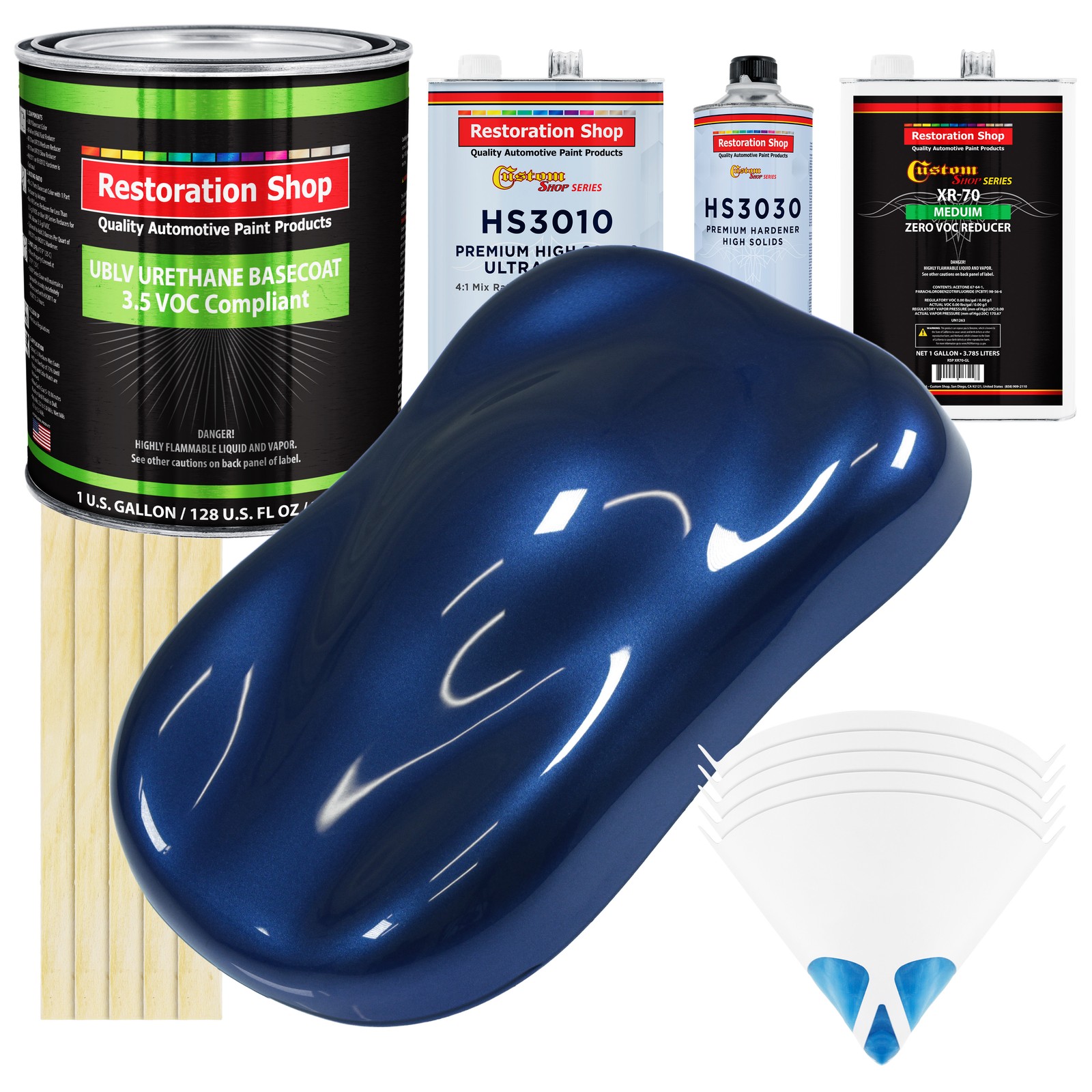 Daytona Blue Metallic Low VOC Urethane Basecoat Auto Paint Gallon Kit