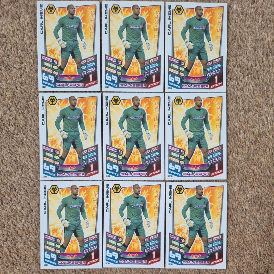 Carl Ikeme Wolverhamton Wanderers Wolves Match Attax Championship 12-13 x9 - Image 1 of 1