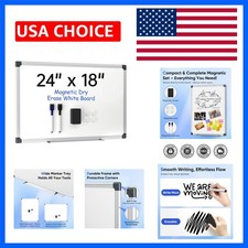 Sleek 24x18 Magnetic Dry Erase Board - Complete with Markers Mounting Kit