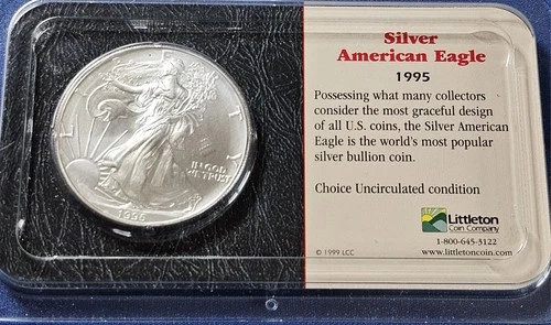 A 1995  Rare Silver ~ American Eagle ~ Littleton Coin Co. ~ Brilliant Unc