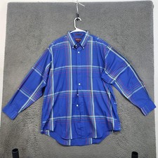 Vintage Chaps Ralph Lauren Shirt Mens XL Blue Plaid Button Down Casual 90s