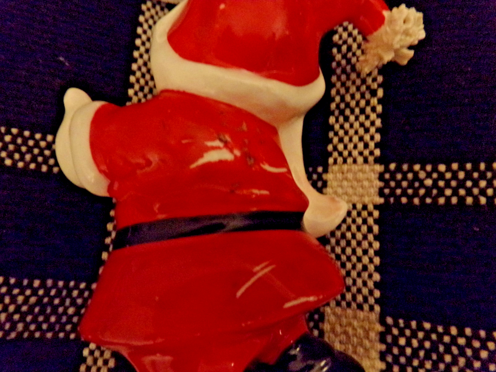 2 Vintage Kreiss Psycho Ceramics Santa Claus candle huggers