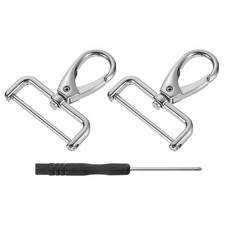 2Pcs Swivel Clasps 1.5" D Ring Detachable Snap Hook with Screwdriver Silver