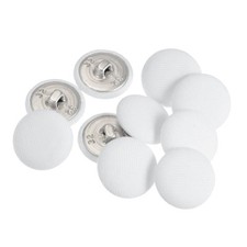 10PACK Fabric Cloth Covered Button 20mm Metal Round Sewing Buttons White