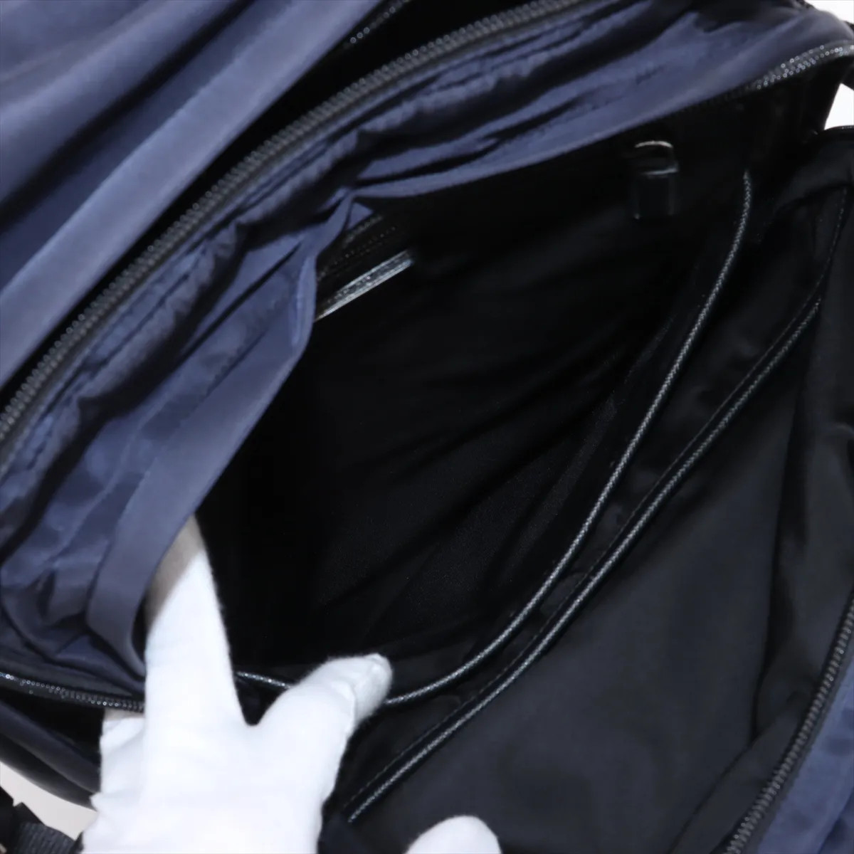 Prada Tessuto nylon x leather Backpack navy x black thumbnail 12