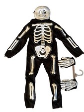 Skeleton Halloween Costume Jumpsuit Complete Outfit Mask Gloves 4 - 6 yr old