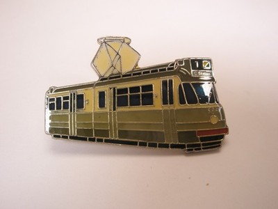 #586 C-Station Street Car Trolley Tram Train Transit Vintage Lapel Pin a44