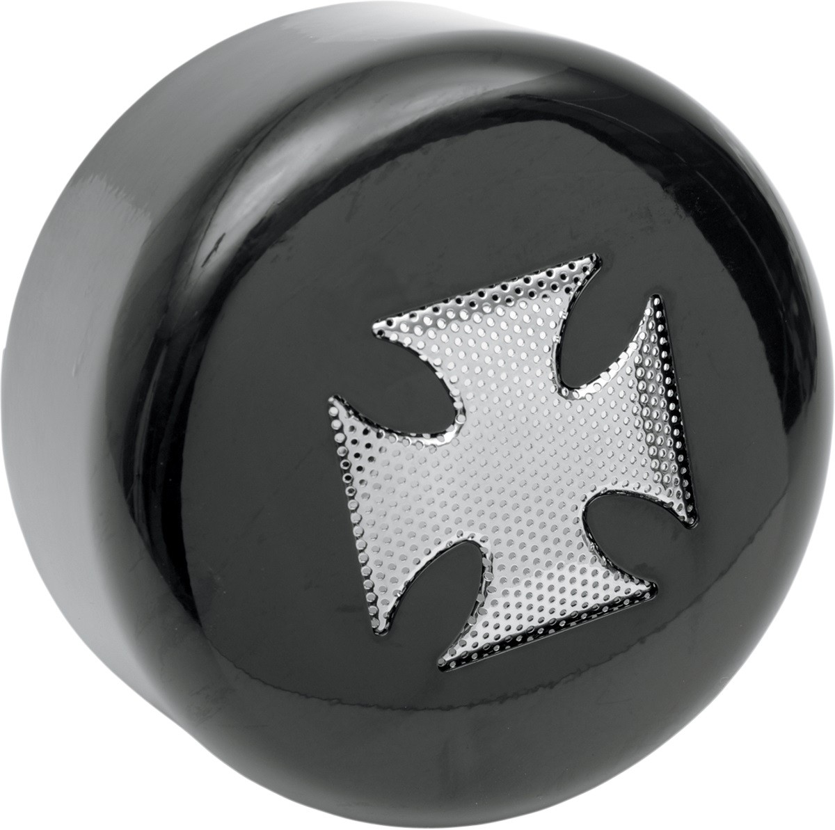 Black & Chrome Maltese Iron Gothic Cross Steel Horn Cover for Harley-Davidson