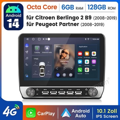 CarPlay Für Citroen Berlingo 2 B9 2008-2019 6+128GB Android14 Autoradio GPS Navi