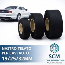Nastro telato felpato morbido protezione cablaggi auto moto 19 25 32 MM nero  