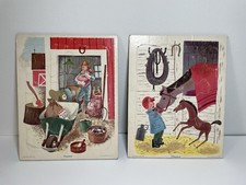 Vintage Golden Press Playskool Puzzle Animal Farmer Lot 1950s
