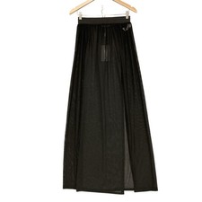 PRETTYLITTLETHING Skirt Womens 10 Black Mesh Maxi Layered Elastic Waist Sheer