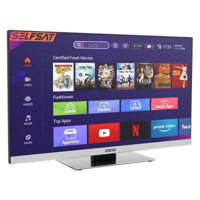 SELFSAT SMART LED TV 1255 (55cm/22'') rahmenloser TV inkl. DVB-S2/C/T2 HD Tuner