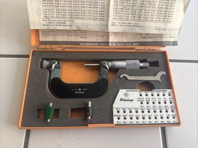 Mitutoyo 126-138 Screw Thread Micrometer 1-2'' .001'' 1'' 167-141 20 c Case