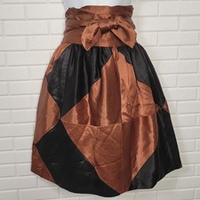 Vintage 60s Gisella Heineman Satin Patchwork Wrap Skirt Short Sz M Cocktail Chic